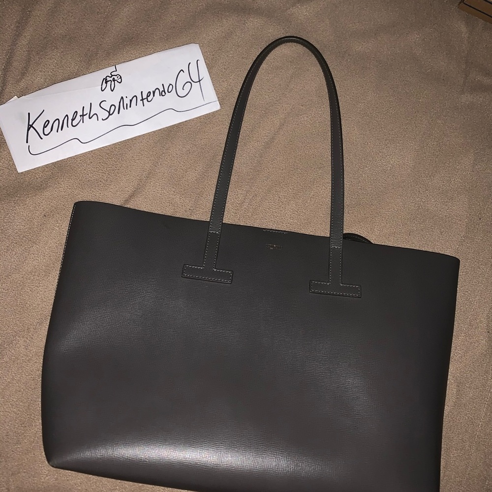 Tom Ford Womens Medium T Tote Handbag Leather Gray